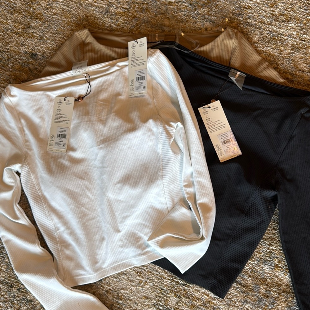 CALIA by Carrie Underwood Tan,white & black Long Sleeve Tops bundle of 3 colors